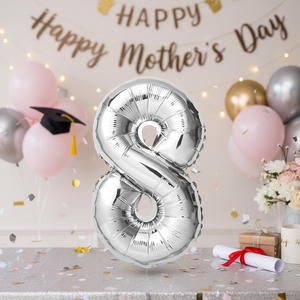 Argento Mylar numero 8 palloncino 32 pollici per festa di laurea eco-friendly all'ingrosso per la festa della mamma decorazioni MOQ 100 pz - Product Image 3