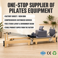 Reformer de Pilates pliable professionnel en bois de chêne massif avec barre de repose-pieds antidérapante et appui-tête réglable pour