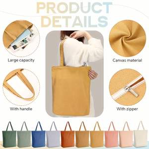 Custom Logo Cotton Canvas <b>Tote</b> Bag Reusable Shopping Bag Shoulder Strap Plain Gift Grocery <b>Travel</b> Bag - Product Image 4
