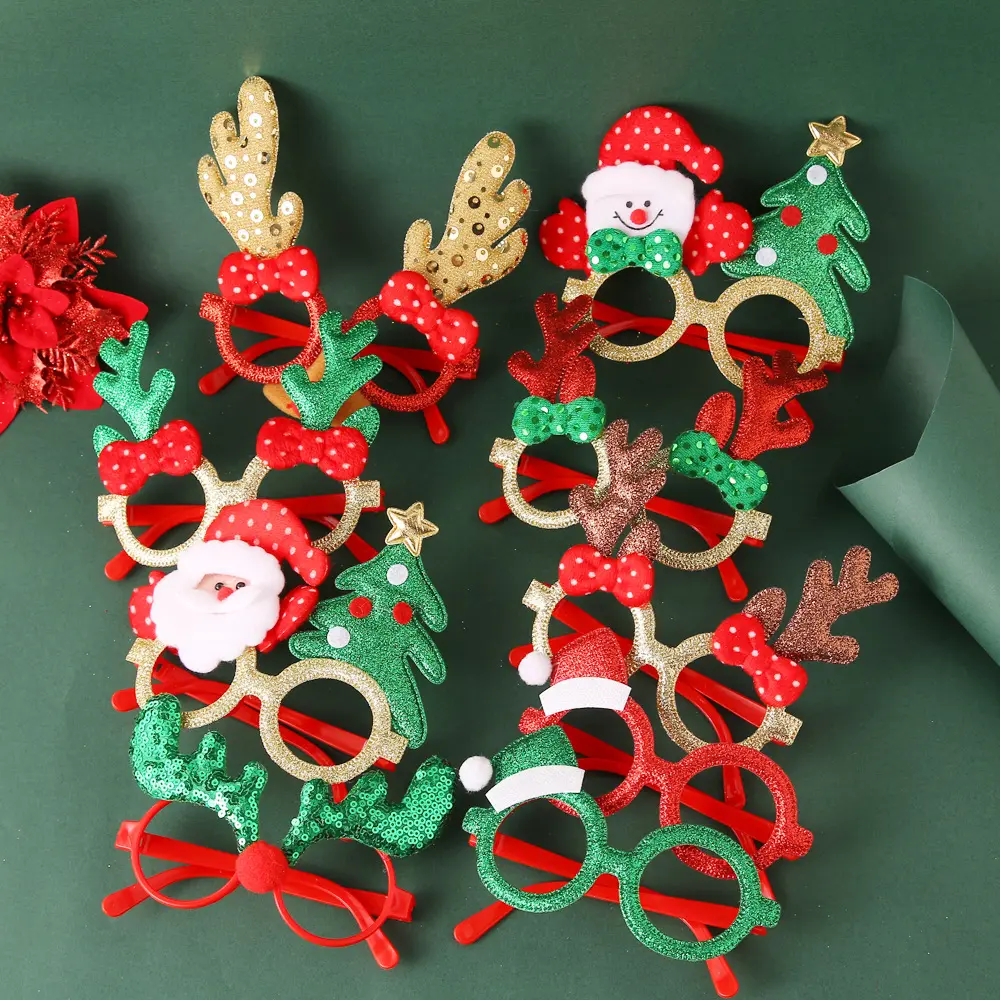 Nuovo stile occhiali decorativi natalizi regalo per bambini occhiali Glitter decorazioni regalo per feste di natale puntello per foto di natale