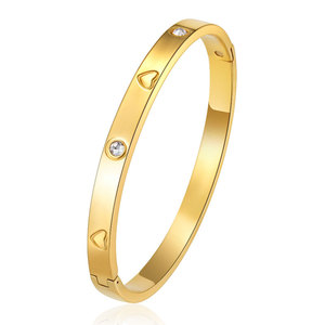 กำไลข้อมือแฟชั่นสแตนเลสสตีล 316L ชุบทอง 14k 18k ประดับเพชร CZ แบรนด์ดีไซเนอร์สำหรับผู้หญิง - Product Image 4