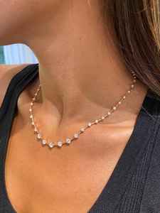 925 Sterling <b>Silver</b> Moissanite Round Cut Tennis <b>Choker</b> Necklace Gold Plated Wedding Party Gift for Partner - Product Image 3