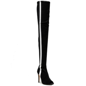 Summer Peep Toe Skintight Stretch Women's Super Long Boots Thigh High Custom Booties Stiletto Heels Wide Leg Fit <b>Shoes</b> - Product Image 6