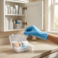 Gants d'examen en nitrile TEXNET TEX00196 - Bleus, sans poudre, qualité médicale Classe I, 100 pièces/boîte