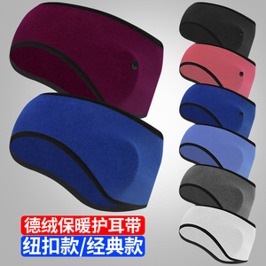 German Velvet Warm Earband With Button Classic Style For Winter Sports Outdoor Activities Adult Unisex Solid Color Windproof - Product Image 1