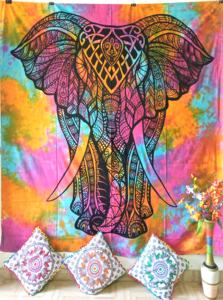 Tapices con Estampado Animal para Decoración del Hogar, Tapiz de Pared de Algodón con Diseño de Elefante, Hermoso y Hecho a Mano en India, en Varios Colores - Product Image 3