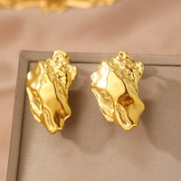 Boucles d'oreilles martelées brillantes Gaovo en acier inoxydable, style minimaliste de luxe, résistantes au ternissement, bijoux de mode pour femmes, vente en gros
