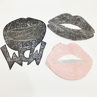 Yiwu logo personnalisé bouche Design Wow Sequin brodé Patch fer sur paillettes patchs de broderie pour vêtements