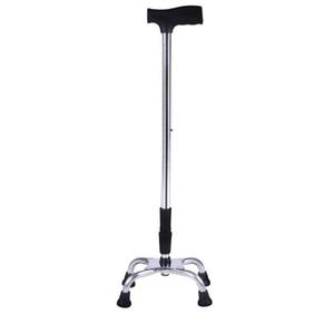 Bâton de marche à quatre pieds en acier inoxydable pour personnes âgées, aide à la mobilité avec embouts en caoutchouc antidérapants et hauteur réglable - Product Image 1