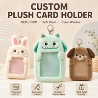 Porte-badge en peluche en gros, motif animal de dessin animé mignon, étui transparent pour carte, idéal pour événements scolaires et clubs, avec logo personnalisé