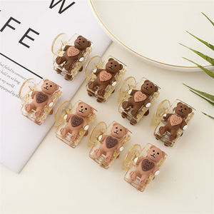 Pinza de Pelo de Plástico con Diseño de Oso Adorable para Cola de Caballo Alta, Novedad PL - Product Image 1