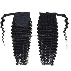 黒人女性のためのポニーテールの周りのバージンブラジルの髪の巾着ポニーテールCheveux Humains焼きラップ