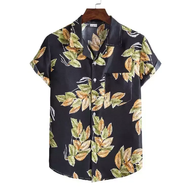 High Quality Breathable Digital Print Mens Clothes Casual Short Sleeve Button Down Hawaiian Party Shirt