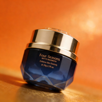 Ensemble de flacons de soin de la peau personnalisés de qualité supérieure 30 50G Verre dégradé bleu foncé Bouchon doré Base taillée en diamant Emballage de sérum facial de luxe