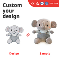 Peluche personnalisée d'éléphant bébé, jouet en peluche doux pour la chambre d'enfant, cadeau personnalisé pour la fête prénatale, décoration de chambre d'enfant, OEM