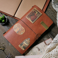 Set Jurnal Vintage Ber-resleting, Buku Catatan Kulit Imitasi, Binder Perjalanan, Buku Kertas Kraft