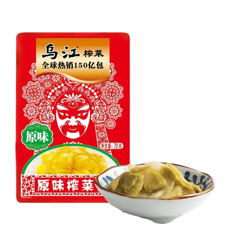 Wujiang moutarde croustillante légère 70g x 100/sachet repas décontracté avec bouillie et cornichons de riz