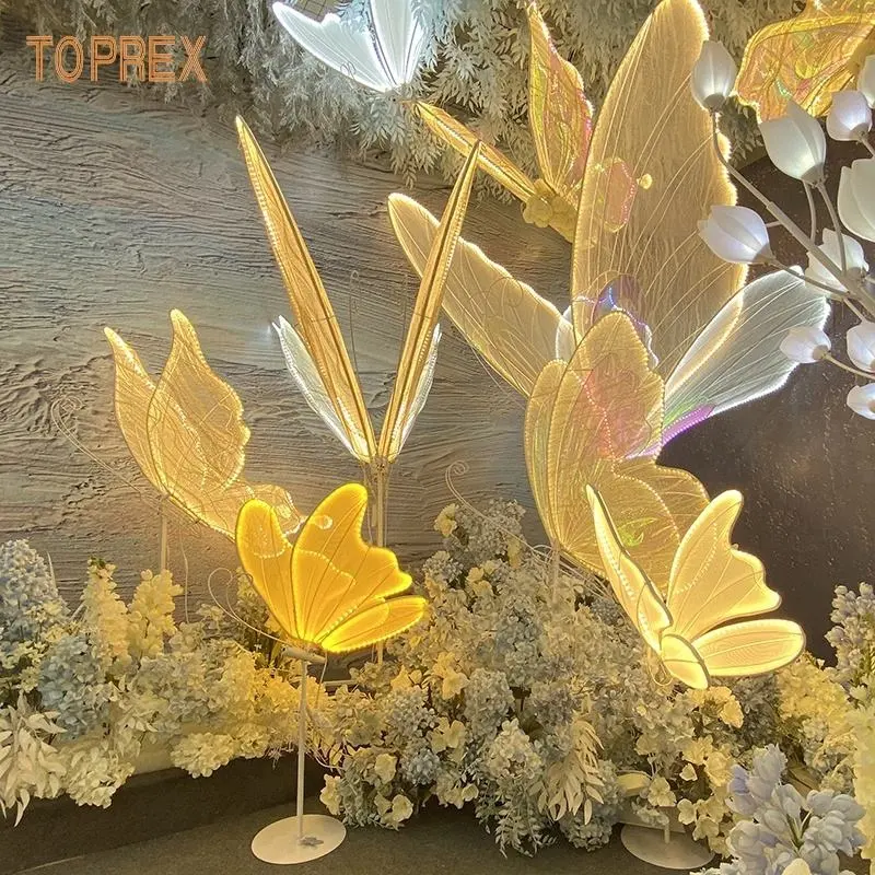 Toprex Maat Kan Worden Aangepast Elegante Bruiloft Betovering Prachtige Bewegende Led Vlinderdecoraties
