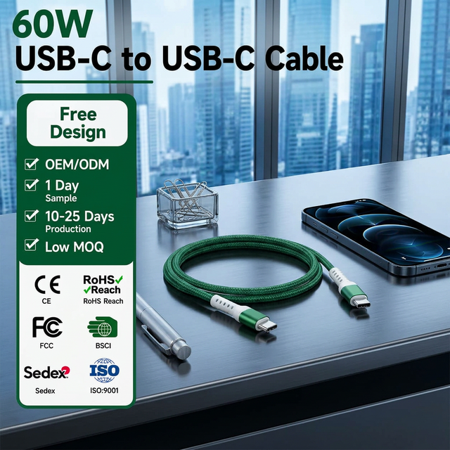 KYT 60W Type-C to Type-C Fast Charging Nylon Cable with Pure Copper Conductor for iPhone Camera & Computer