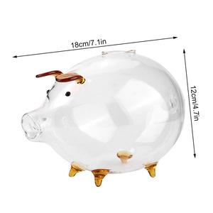 Trong suốt Pig Shape thủy tinh borosilicate tiết kiệm ngân hàng rõ ràng Glass Piggy ngân hàng tiền mặt thu tiết kiệm hộp Jar Quà Tặng lợn - Product Image 6
