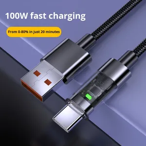 Cavo Dati USB C Type C Intelligente AI da 100W con Doppia Luce LED, Intrecciato in Nylon, Ricarica Rapida per <span class=keywords><strong>SAMSUNG</strong></span>, iPhone, Power Bank, PC - Product Image 2