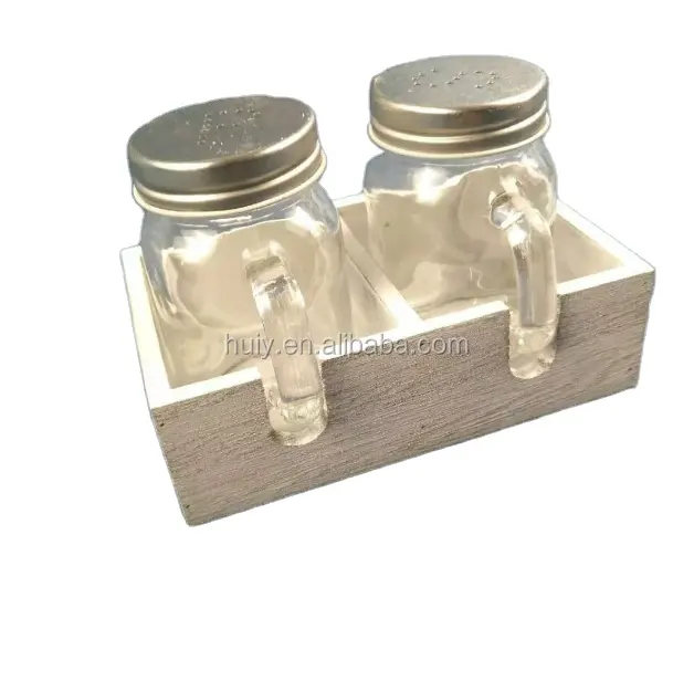 Custom kitchen tisch mason jar glas salz und pfeffer schüttler set mit rustikalen holz tablett