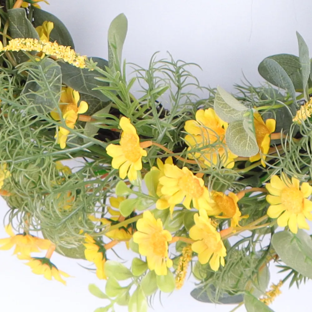 カスタム30-60CM装飾花植物デイジーウェディングリースと植物バルク春花輪玄関屋外装飾用