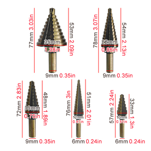 Juego de 5 brocas escalonadas imperiales, juego de brocas Unibit HSS con revestimiento de titanio, brocas tipo pagoda de 3/16" a 1-3/8" para metal, madera y plástico - Product Image 2