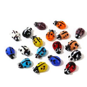 Seven-<b>spotted</b> ladybug glass beads handmade polka <b>dot</b> beetle bracelet beading DIY jewelry accessories materials - Product Image 1
