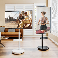 Support de Moniteur Mobile YOMI sur Roulettes pour Écrans de 17 à 35 Pouces, Chariot TV Inclinable et Pivotant à 360°, Hauteur Réglable avec Câble