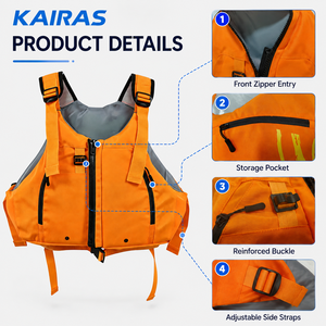 Gilet de sauvetage pour <span class=keywords><strong>rafting</strong></span> en eaux vives 75N, kayak, PFD avec poches, OEM personnalisé - Product Image 6