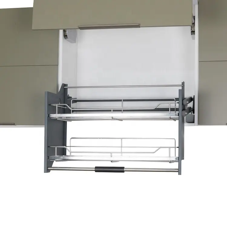 マルチロールキッチンアクセサリーリフトバスケット調節可能なプルダウン棚キャビネットエレベーターバスケット