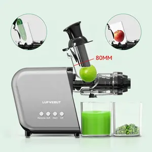 Mesin Juicer penumbuk mulut besar, mesin Blender tekan dingin horisontal untuk buah dan sayuran daya kuat