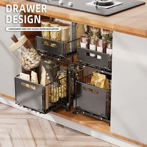 Estante Organizador Deslizable de Acero de Doble Capa Ajustable para Cajones de Baño, Cocina, Especias y Frascos de Vidrio - Product Image 2