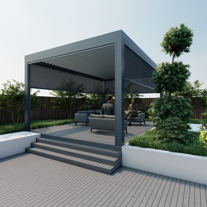 China Foshan Hanrui Personalizable Barato Jardín Materiales <span class=keywords><strong>de</strong></span> construcción Metal Estructura <span class=keywords><strong>de</strong></span> <span class=keywords><strong>hierro</strong></span> forjado Perfil Gazebo Pérgola - Product Image 2