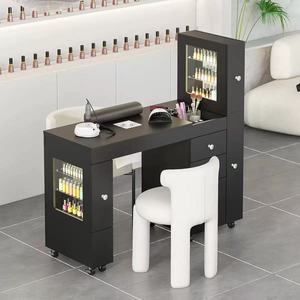 Muebles de Salón de Uñas Premium en Blanco y Negro, Mesa de Trabajo para Spa/Salón de Belleza, Mesa de Manicura con Cajones, Mesa de Maquillaje para Salón de Uñas - Product Image 5