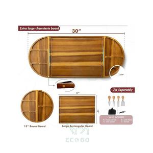 Cadeau d'anniversaire ou de mariage exquis, planche à charcuterie en bois d'acacia extra large, couteaux à fromage en acier inoxydable, service unique - Product Image 1