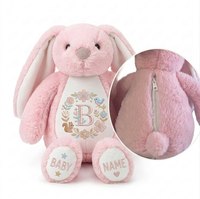 Peluche Lapin Personnalisée en Coton PP Ultra Doux avec Impression Photo Personnalisée, Fermeture Éclair au Dos, Impression par Transfert Thermique, Cadeau Unisexe pour Anniversaire