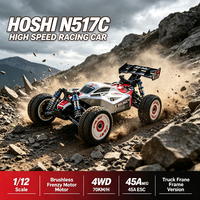 HOSHI N517C Coche Teledirigido Acrobático RC a Escala 1:12, 70Km/h Supersónico, 4WD, Versión con 2 Baterías, Motor Brushless Frenzy, RTR, Camioneta Monstruo RC