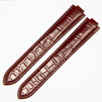Bracelet de montre en cuir de crocodile véritable de bonne qualité avec boucle papillon en acier inoxydable, bracelet de montre en cuir véritable noir et marron 20MM