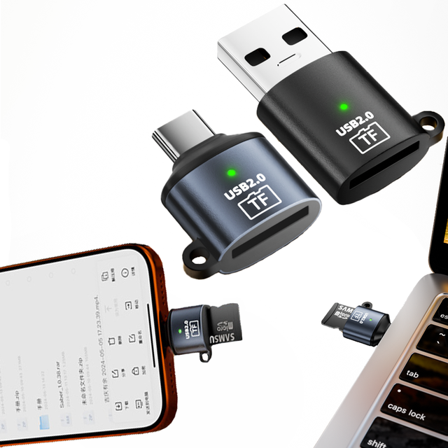 Good Quality Portable TF Card USB a Converter USB2.0 USB C Male Adapter Type C Reader for Phone Accessories Laptop with Keyhole