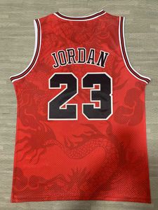 2025 yeni stiller sıcak satış ve yüksek kaliteli basketbol erkek işlemeli dikişli kırmızı siyah Jersey #23 Michael Bull Jersey - Product Image 2