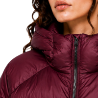 Blouson matelassé à capuche pour femme, bordeaux, d'hiver, isolé, style bomber, en satin mat, anorak, vêtement d'extérieur chaud
