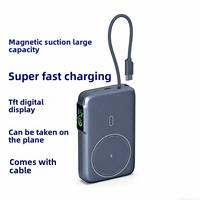 Batterie externe magnétique à charge rapide 20W, 10000mAh, câble USB C intégré, écran numérique TFT, chargeur sans fil portable, batterie externe