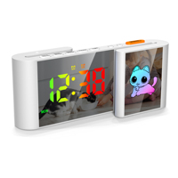 2026 Moderner Elektronischer S-förmiger Dual-Screen Digitaler Wecker Tischuhr Radio Dimmer Cartoon Nachtlicht für Zuhause