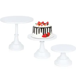 पार्टी सजावट लक्जरी गोल केक डिस्प्ले स्टैंड वेडिंग मेटल केक स्टैंड सेट इवेंट के लिए रोज़ गोल्ड
