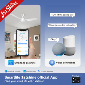 Ventilateur de plafond 1stshine, pales en plastique blanc, moteur CC, 6 vitesses, télécommande, sans lumière - Product Image 6