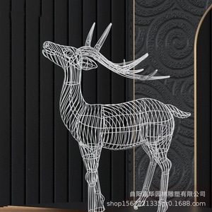 Sculpture de cerf creuse en acier inoxydable pour la décoration extérieure de jardins, parcs, hôtels et centres commerciaux - Product Image 3