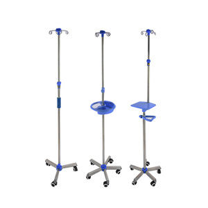 Gan Gang Medical IV Stand Stainless Steel Height Adjustable Mobile Hospital Use - Product Image 1