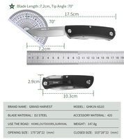 GHK New Launch Premium Outdoor Compact Pocket Tools Couteau multifonctionnel avec poignée G10 pour le camping, la survie et la randonnée OEM